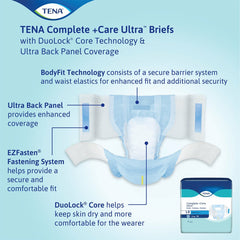 TENA Complete + Care Ultra Disposable Diaper Brief, Ultra, X-Large - Kin Care Medical Supply