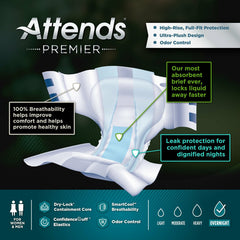 Attends Premier Disposable Diaper Brief, Overnight - Kin Care Medical Supply