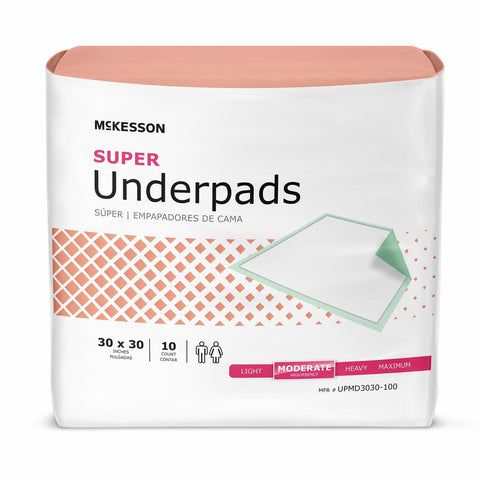 McKesson Super Disposable Green Underpad, Moderate, 30 X 30 Inch - Kin Care Medical Supply