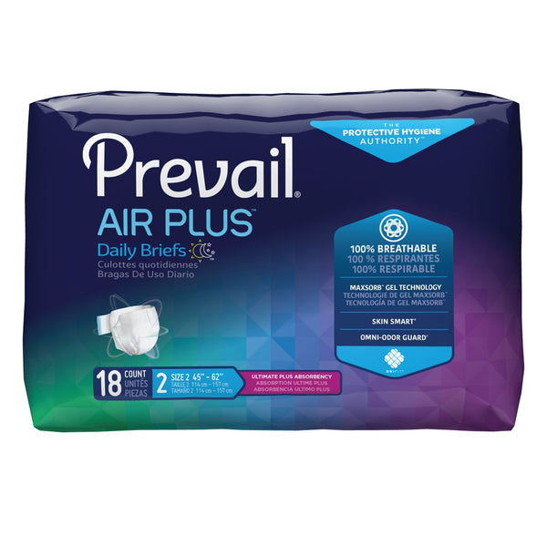 Prevail Air Plus Disposable Diaper Brief, Heavy, Size 2 - Kin Care Medical Supply