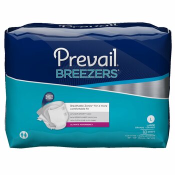 Prevail Breezers Disposable Diaper Brief, Ultimate, Large - Kin Care Medical Supply