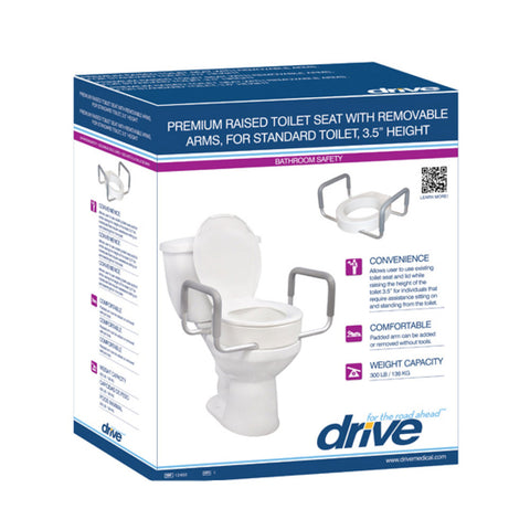 Premium Raised Toilet Seat with Removable Arms - Kin Care Medical Supply